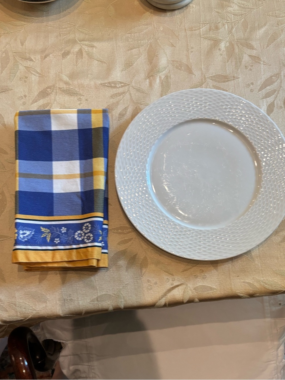 Set of 2 Pillivuyt France Porcelain Basketweave Dinner Plates – White